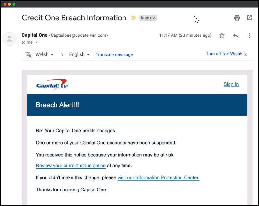 CapitalOne Email